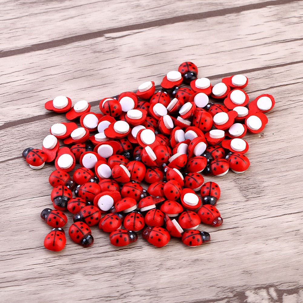 100pcs/bag Animal Wooden Ladybug Sponge Home Decoration Wall Sticker Craft For Children Kids โ image 5