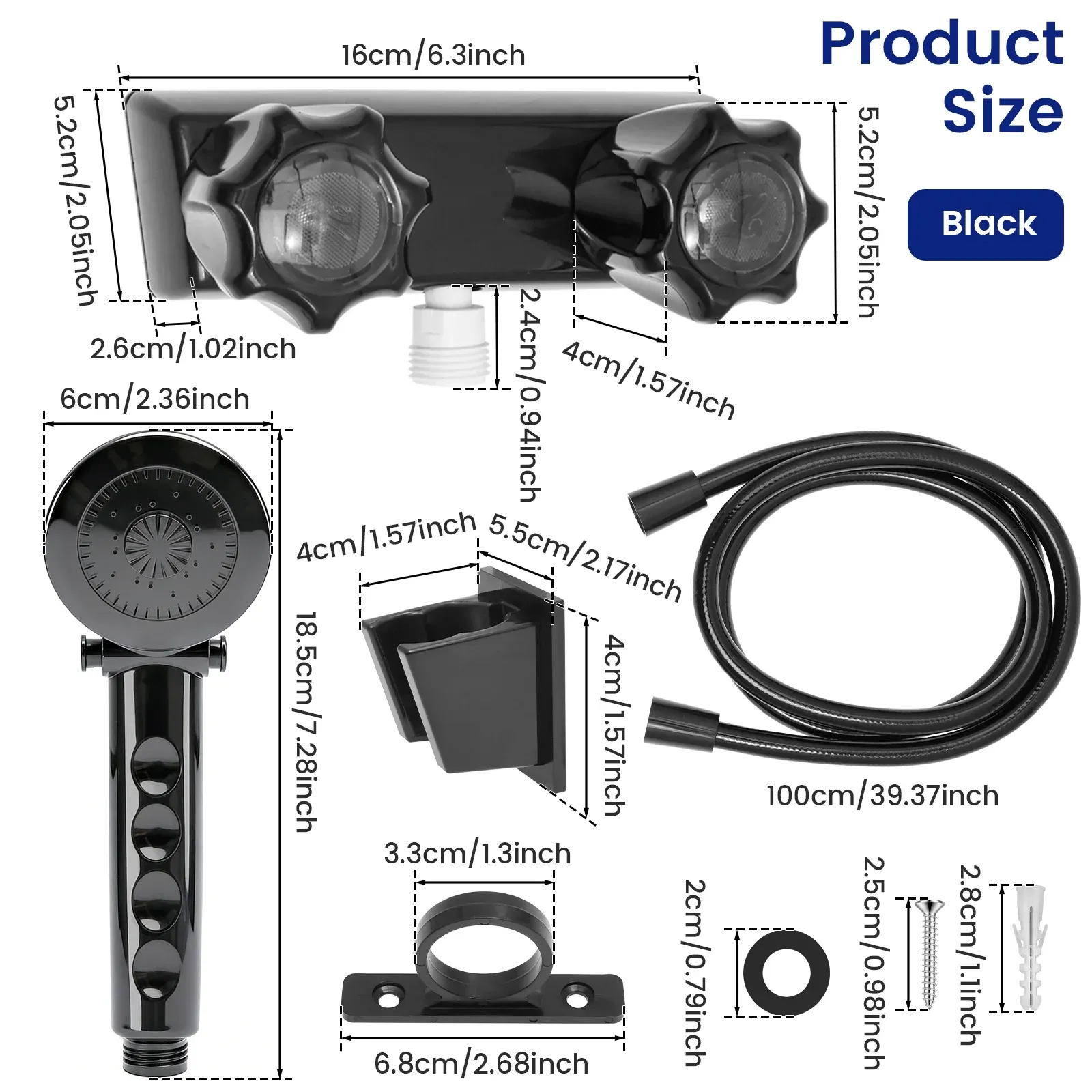 RV Shower Faucet Set with Handheld Showerhead and Hose, 4 Inch Metal Fixture for Camper Trailer, Black, for RV Camper Trailer and Mobile Home Use โ image 2