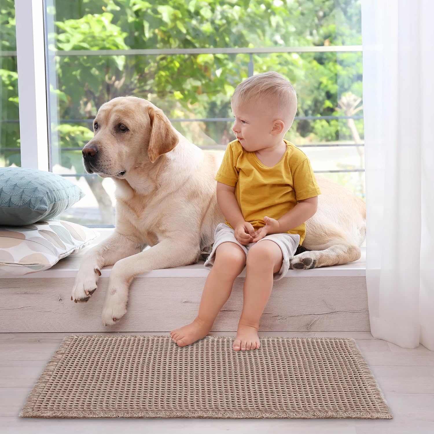 Tan Waffle Bath Mat,Super Absorbent Non Slip Bathroom Rug,Brown 18 × 30inch,Machine Washable Ultra Soft Floor Mats — image 6
