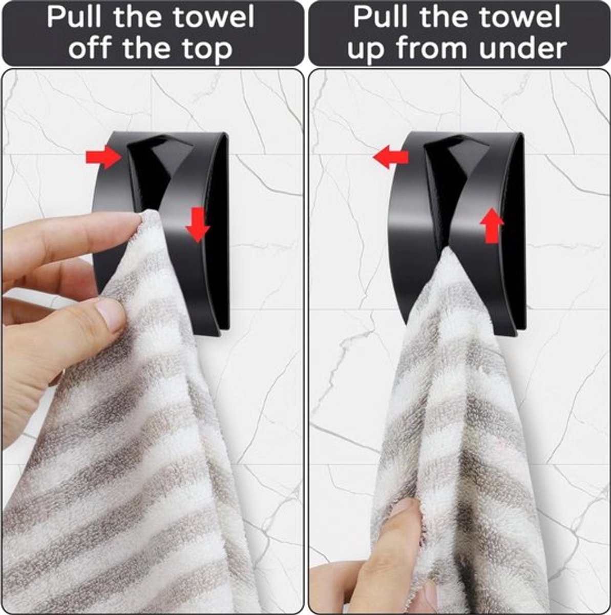 Towel Hook Set - Stainless Steel - Set of 4 Pieces - Self-Adhesive Towel Hook - Bathroom Towel Holder - Tea Towel Clamp - Towel Hook - No Drilling — image 3