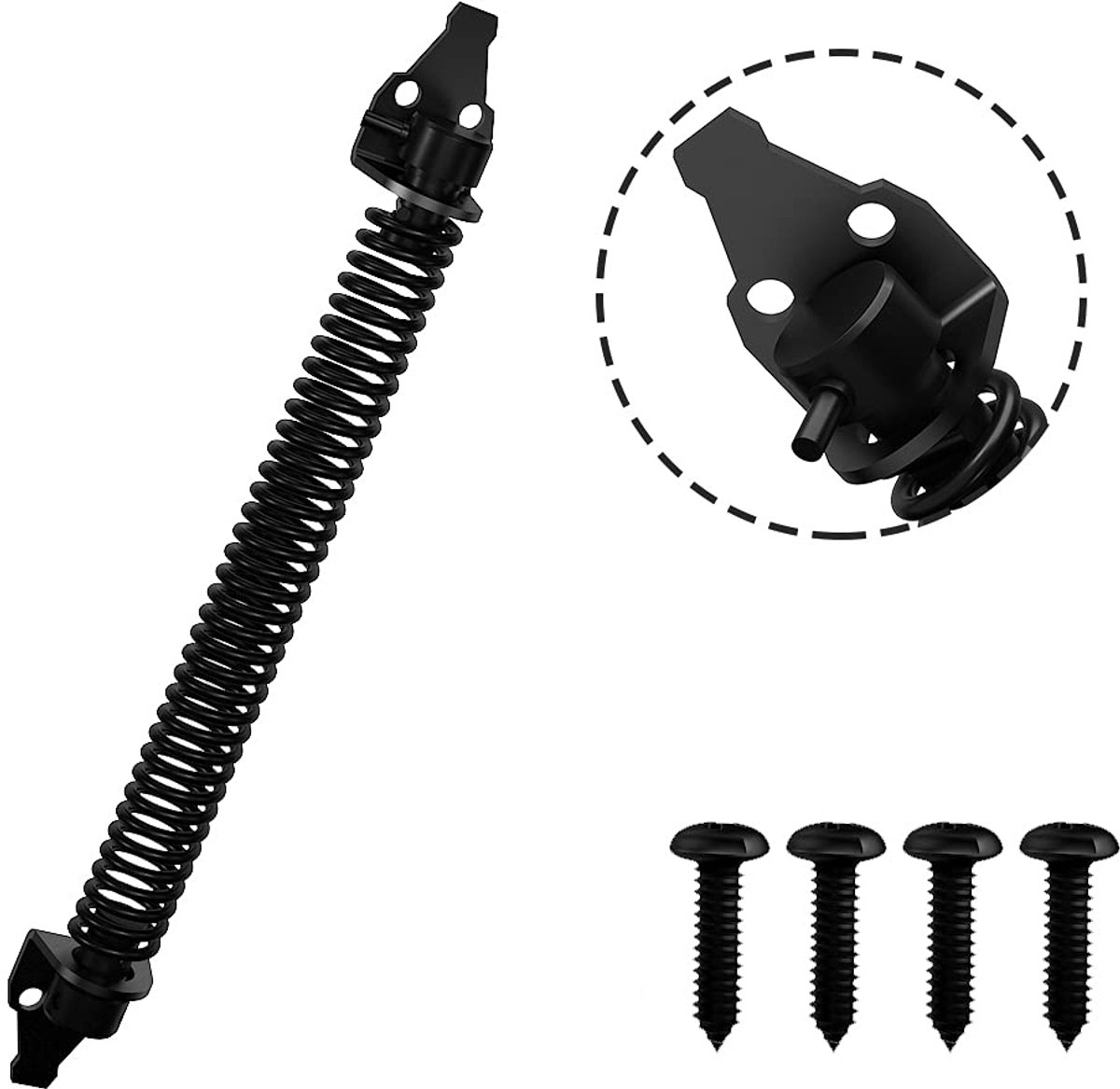 Door closers - Door spring - Gate spring - 36cm - Outdoor door closer - Gate latches - Garden gate spring - Black - Carbon steel - For wooden fences door — image 2