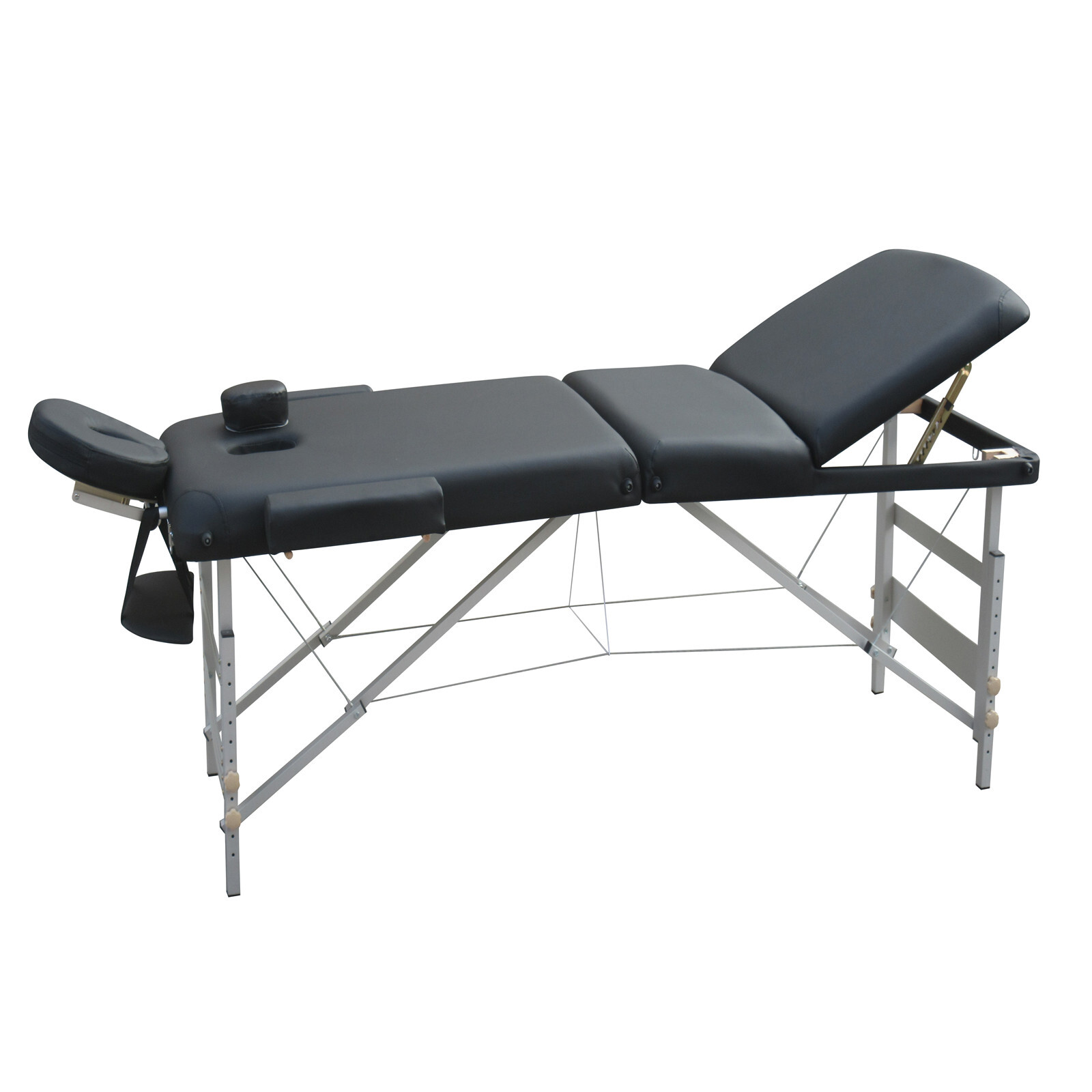 YES4HOMES 3 Fold Portable Aluminium Massage Table Massage Bed Beauty Therapy Black — image 4