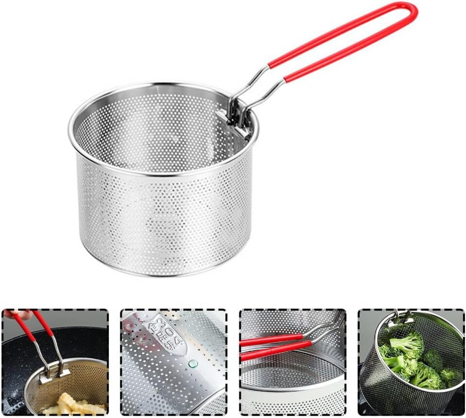 Deep Fryer Basket Only,18*10cm Round Stainless Steel Fry Basket, Heat Resistant for Frying French Fries Cooking Noodles — image 4
