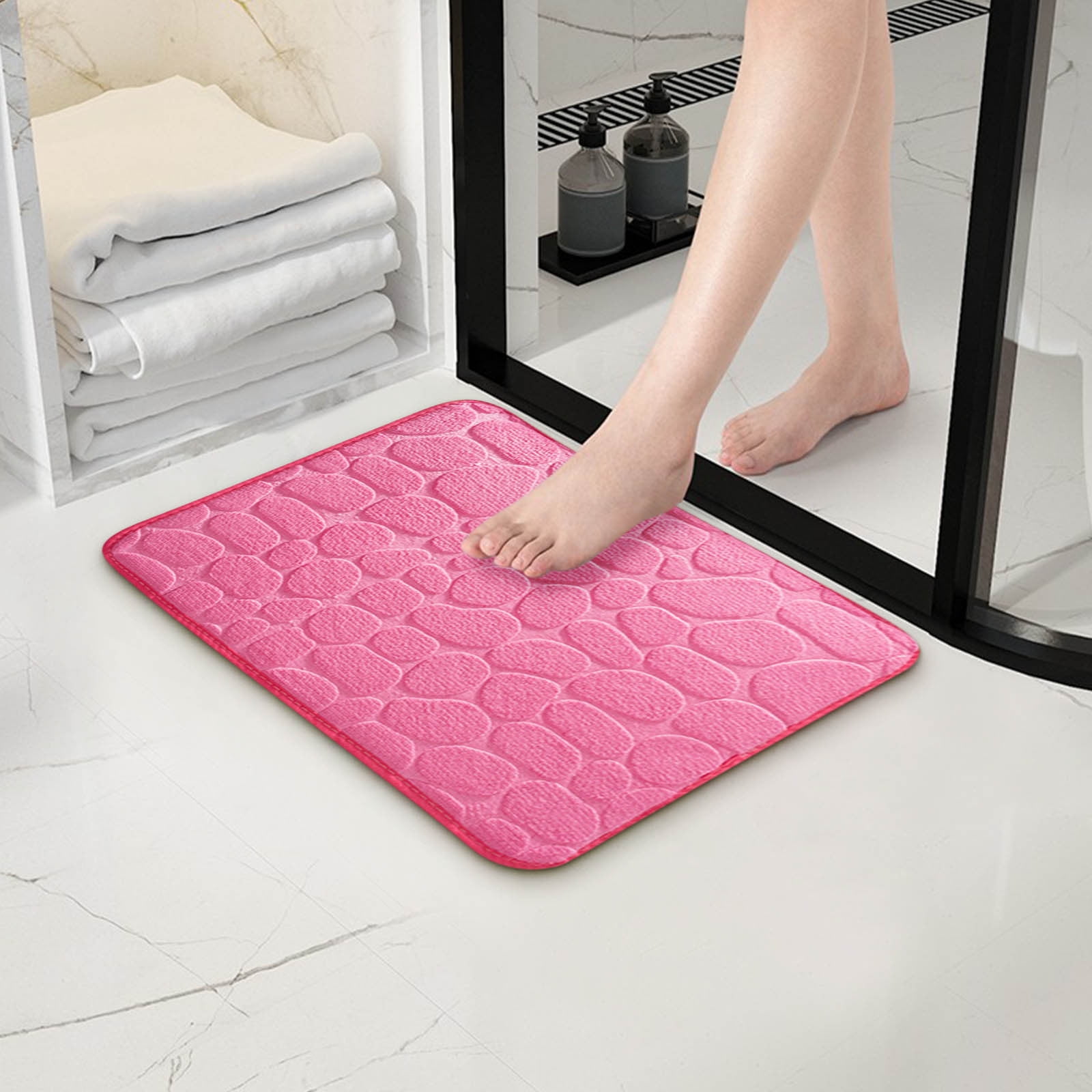 Bathroom Rugs - Ultra Absorbent Non-Slip Floor Bath Mat, Super Soft Shower Mat for Bath Tub, Machine Washable 16 × 24" (Brown) #B-Pink — image 6