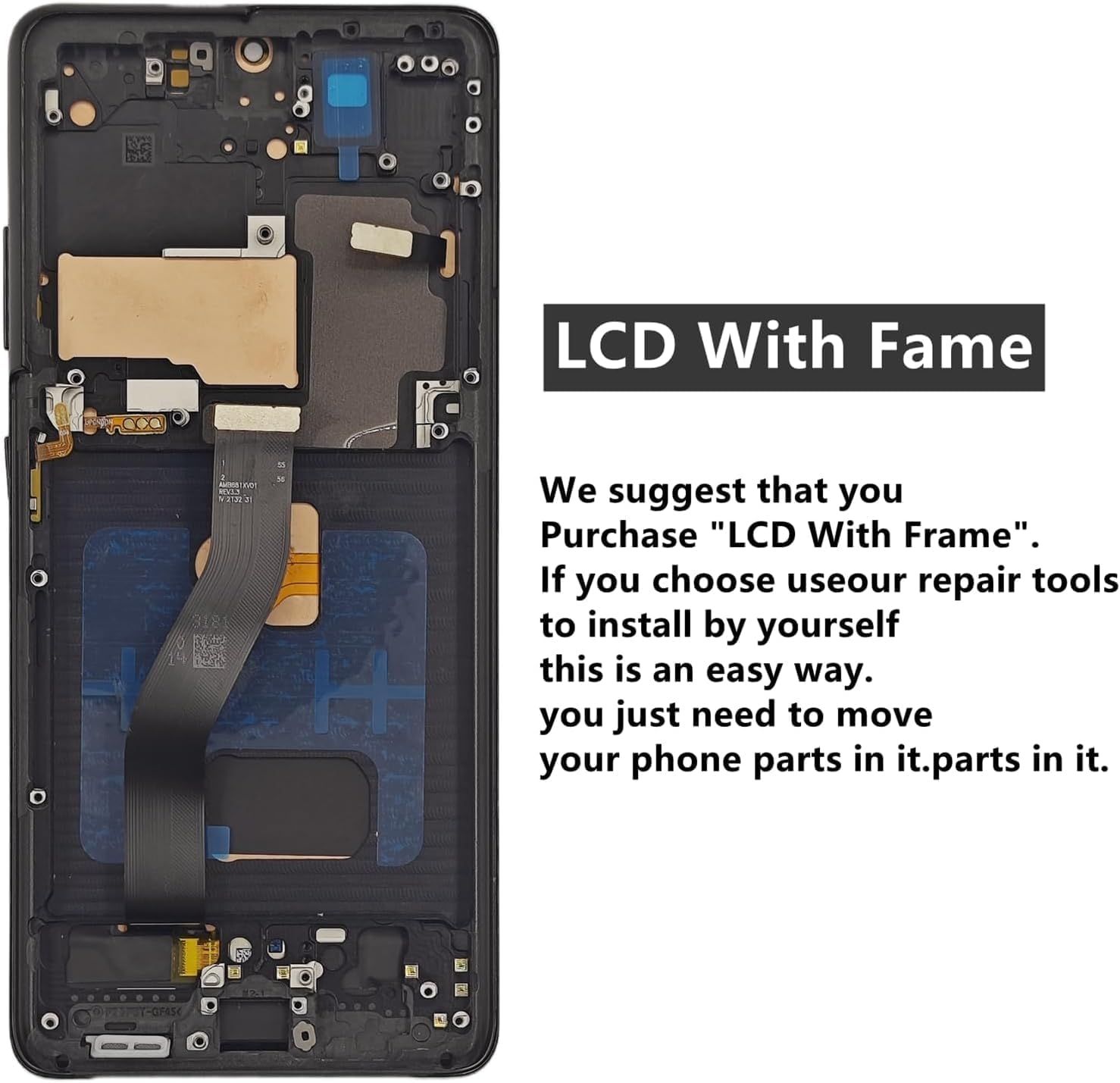 Samsung Galaxy S21 Ultra 5G Screen Replacement with Frame, 6.8" Dynamic AMOLED 2X Curved Touch Digitizer, Full Repair Tool Kit & Tempered Glass Protector for โ image 2