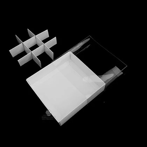 10 Pack of White Card Chocolate Sweet Soap Product Retail Gift Box - 9 bay 4x4x3cm Compartments - Clear Slide On Lid - 12x12x3cm โ image 4