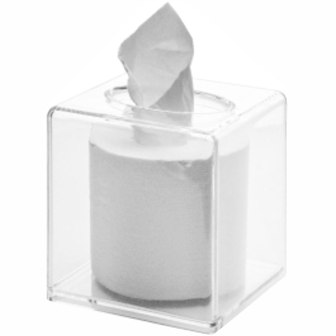 Tissue Box Holder & Cover Multi-Use Dryer Sheet & Mask Case Organizer for Bathroom, Car, Office, Table - Clear Square（14X14X14cm） — image 2