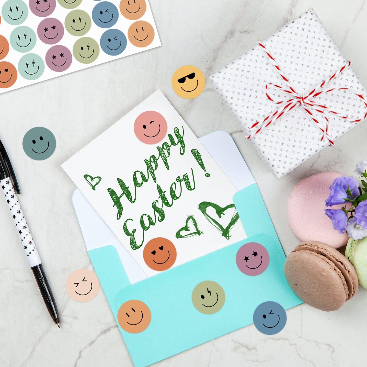 6000 Pieces Boho Happy Smile Face Stickers for School Reward Behavior Chart,3/8 Inch in Diameter Round Bohemian Style Reward Labels 10 Styles Happy Face — image 5