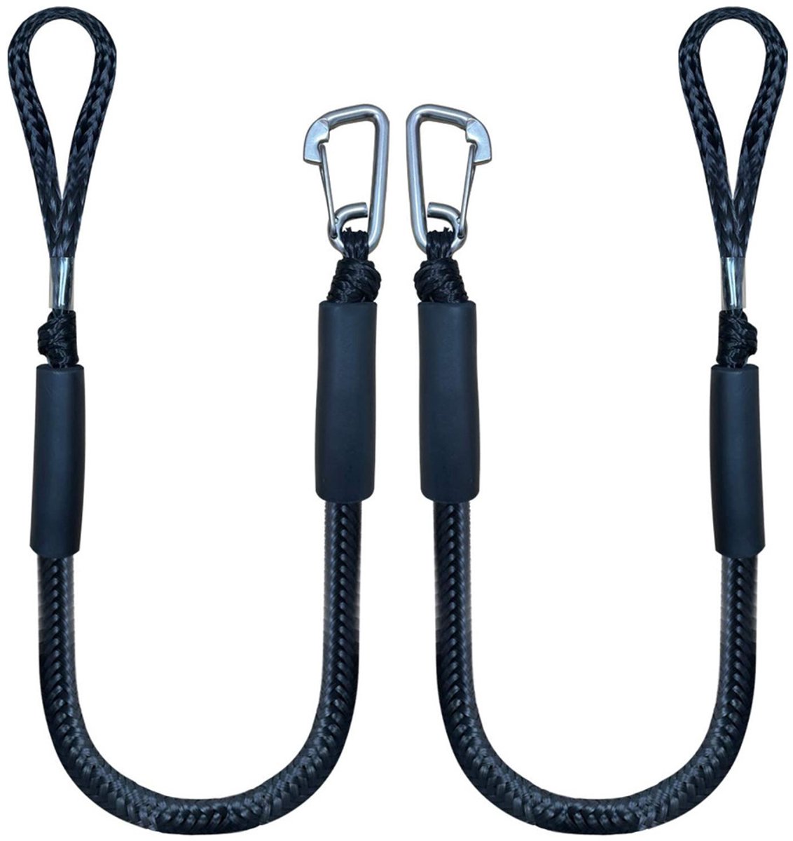Mooring Rope Boat Equipment - 2 Pieces - Extendable 1.2 - 1.7M - Mooring Rope for Boats - Black - Mooring Rope - Boat Accessories for Boats Dock - Dock Line