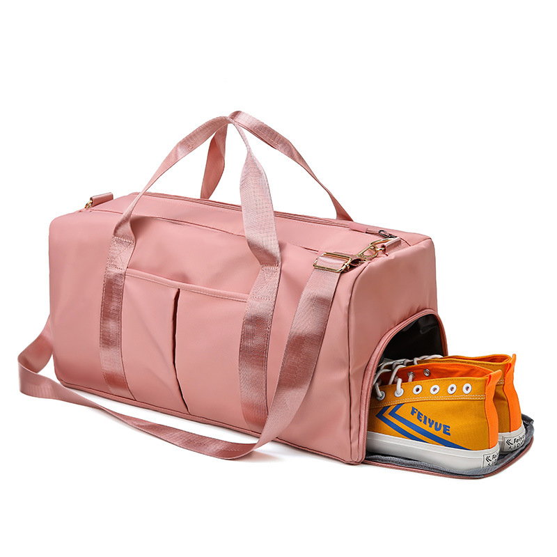 Grey Large Capacity Travel Duffel Bag – Wet & Dry Separation, Shoe Compartment, and Luggage Sleeve for Gym, Yoga, and Short Trips — image 5