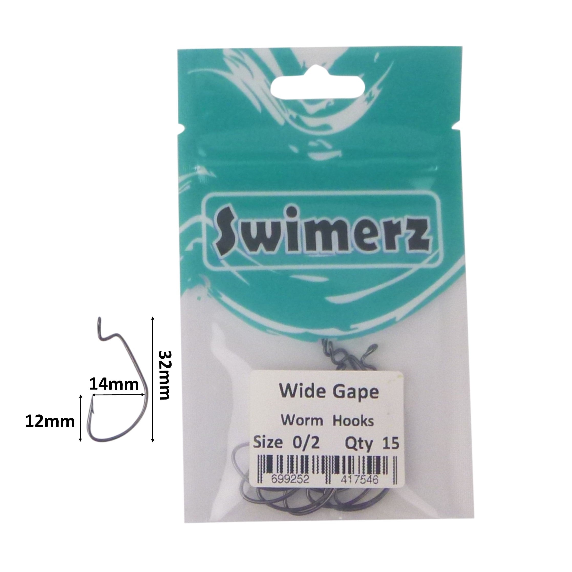 Swimerz 0/2 Wide Gape Worm Hook 15 Pack — image 3