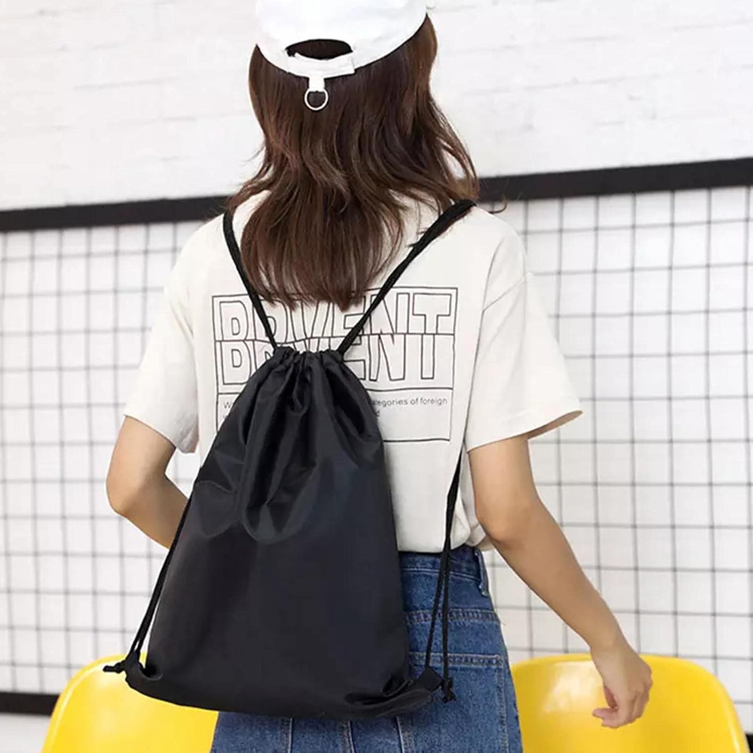 Drawstring Backpack Sports Gym Bag for Women Men,Folding Sport Backpack Drawstring Bag for Home Travel Storage Use — image 5