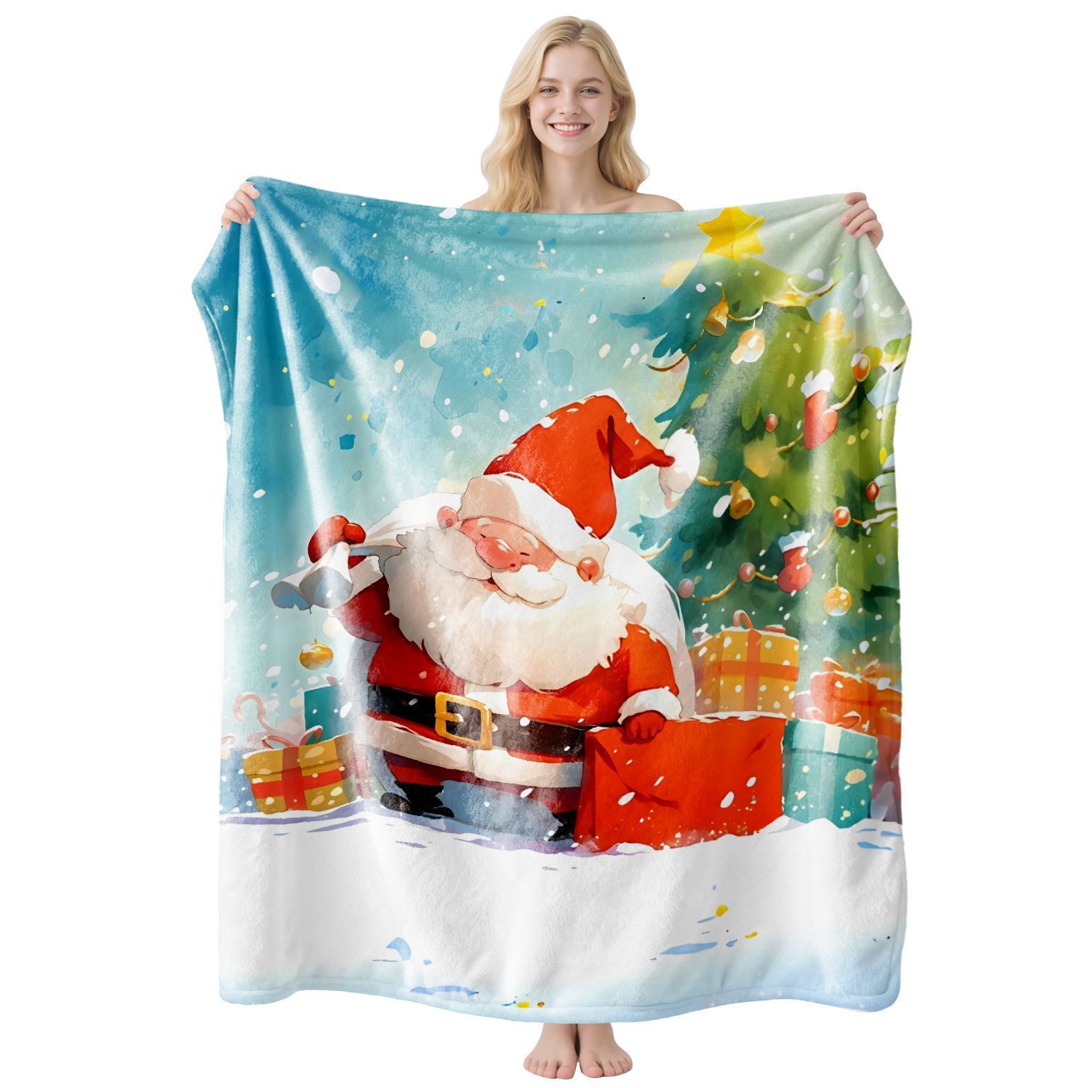 Decorative Festive Flannel Throw Blanket, Multi‑use Air‑Condition Cover, Perfect Gift For Christmas & Halloween Home Layout, Style FLR‑116, Size L, 130 × 150cm