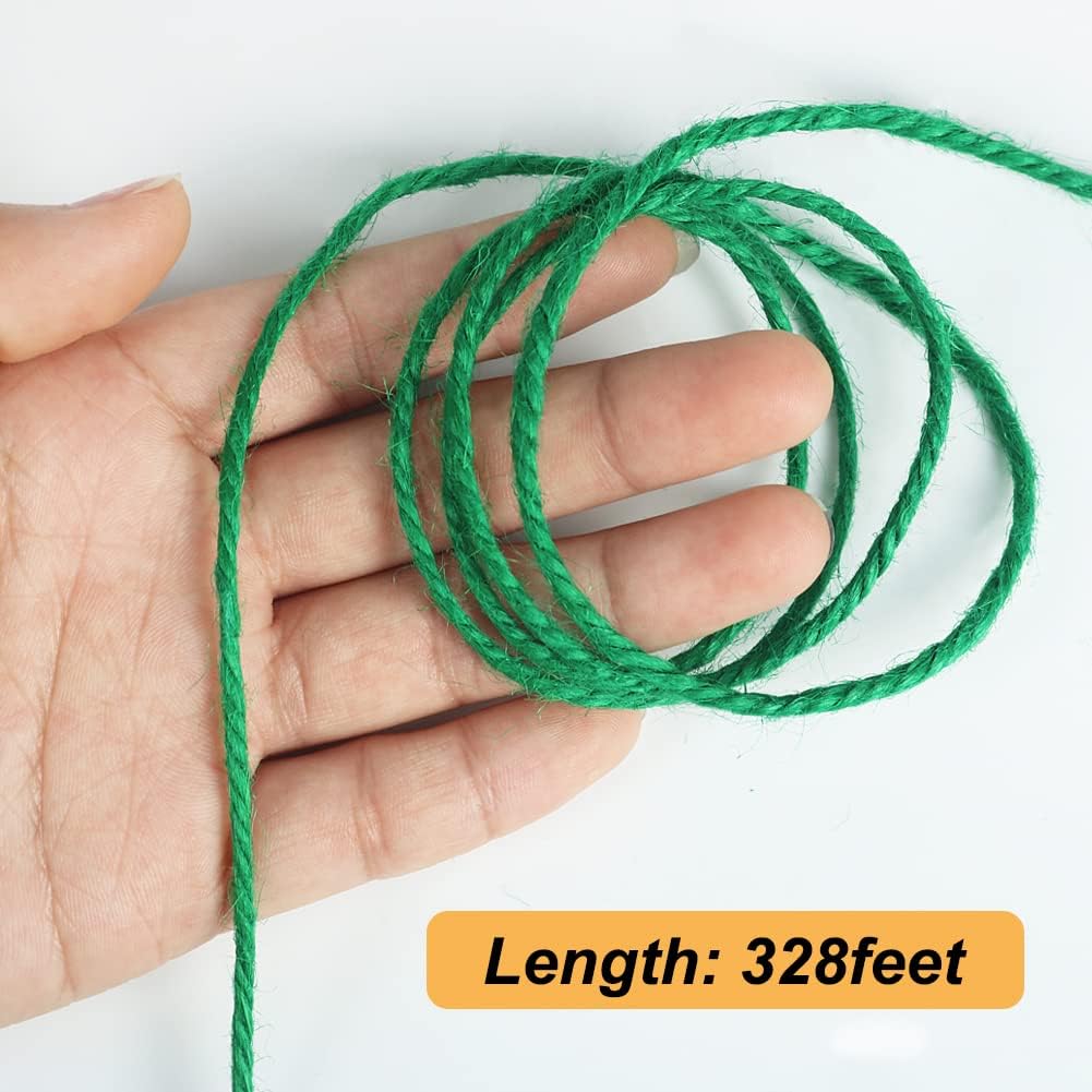 Jute Garden Twine, 328 Feet 3mm Heavy Duty Tomato Twine, Green Plant Ties for Gardening, Climbing Plants, Vegetables, Crafting — image 3