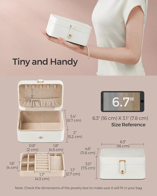Travel Jewelry Case - 2 Layers with Velvet & Detachable Compartments - For Necklaces, Earrings & Bracelets - Pink โ image 2