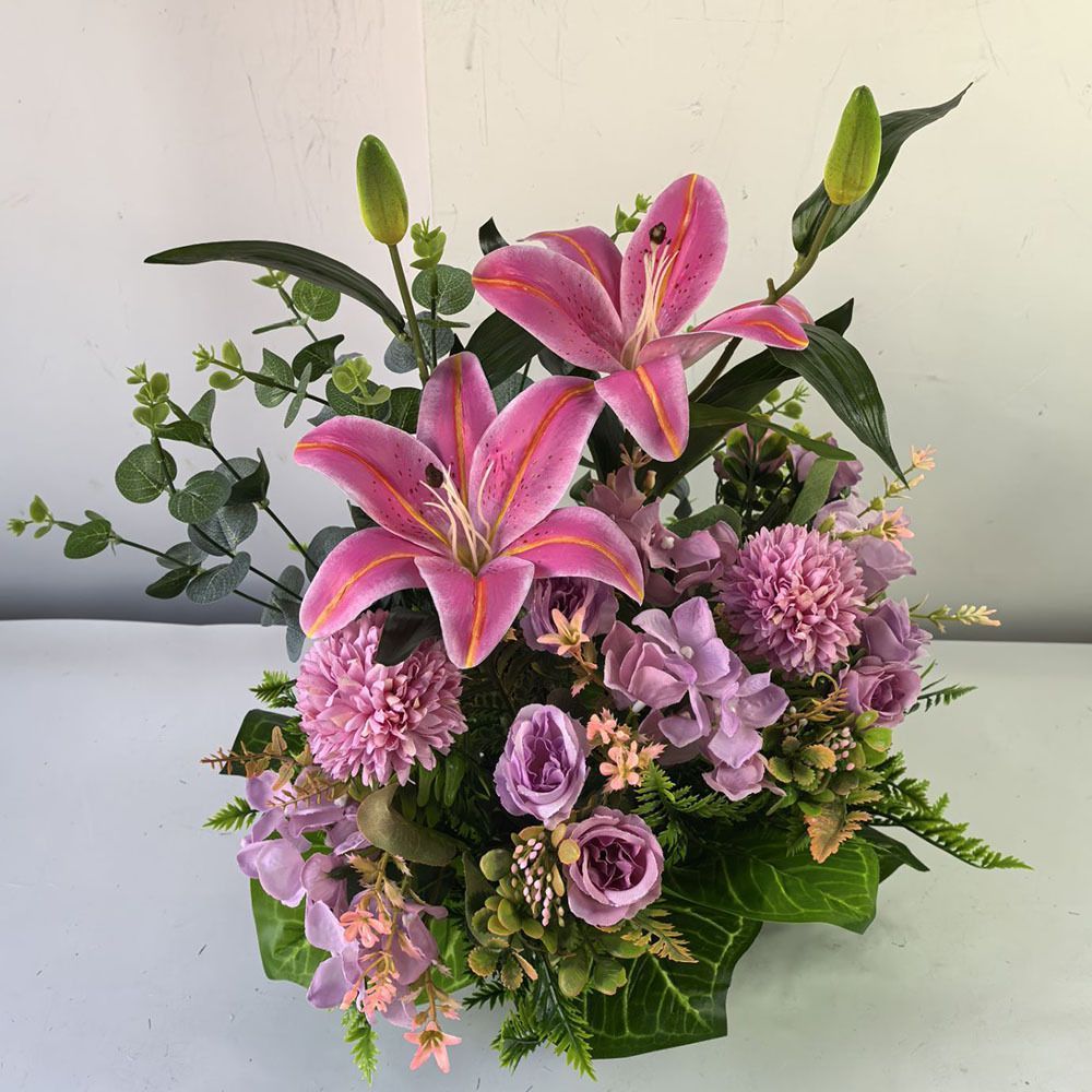 Artificial Flower Arrangement Fake Lilies And Roses Home Decor Accents Garden - Multi-color - Size 38