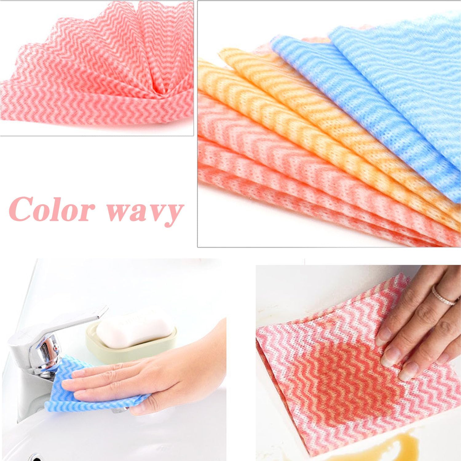 Disposable Cleaning Towel (4 Rolls /200pcs) Reusable Cleaning Wipe, Dish Towels Dish Rags Reusable Quick-Dry — image 4