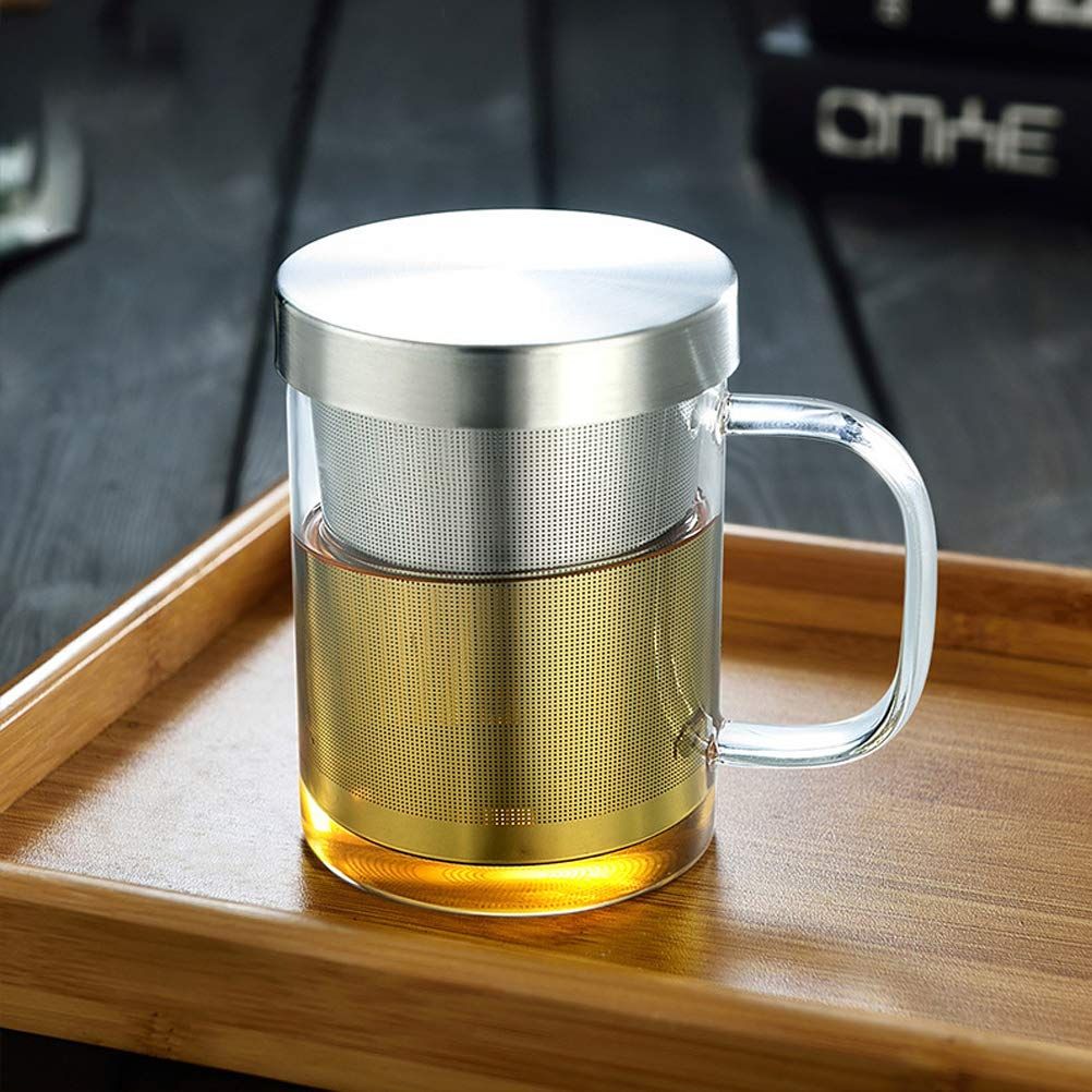 400ml Infuser Glass Tea Cup Borosilicate Glass Tea Cup with Filter and Lid Corrosion resistance comfortable grip — image 4
