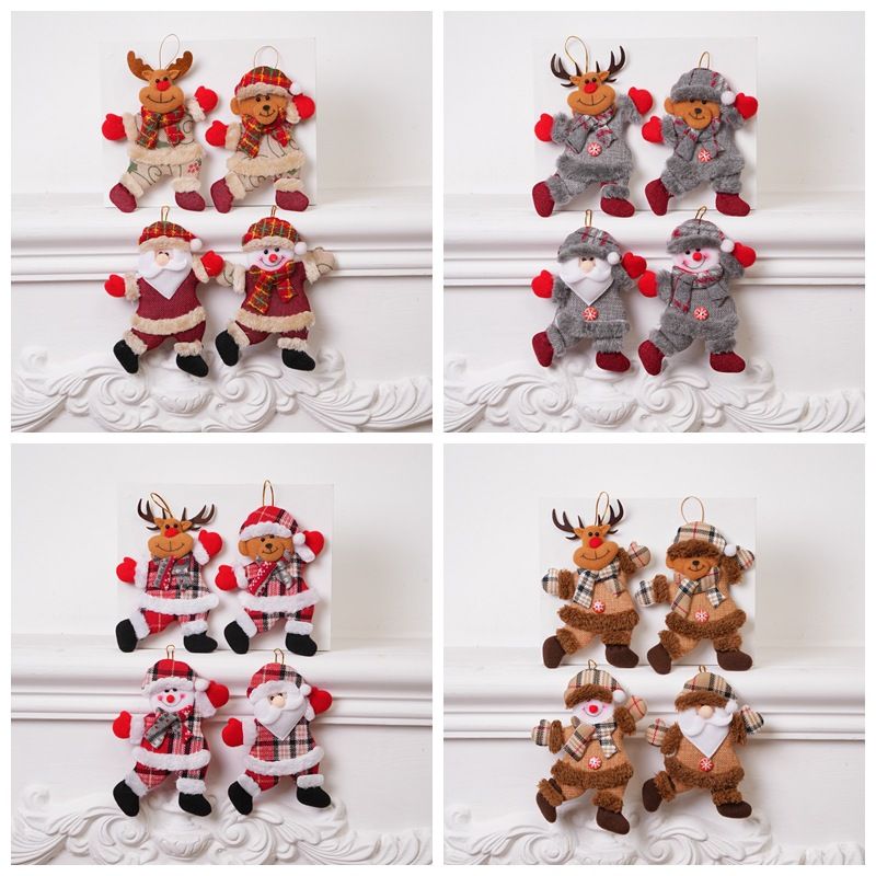 4-Piece Christmas Hanging Plush Ornaments Set - Khaki Santa Claus, Snowman, Reindeer & Bear Tree Decor, Christmas in July, Winter Christmas, Yulefest, Secret โ image 5