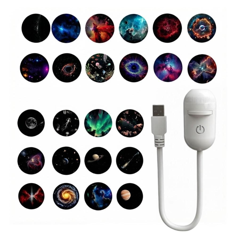 24 Slides Projector Lamp 2-in-1 USB Starry Sky Mood Light Portable LED