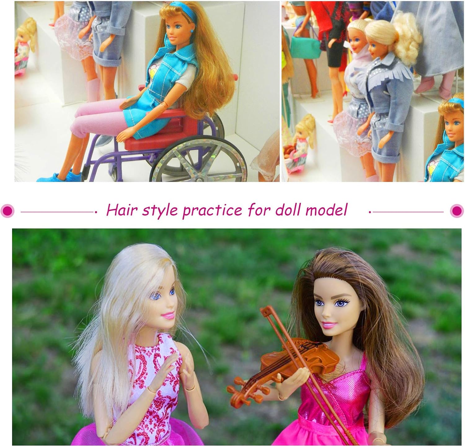 4 Pieces Doll Hair Brush Plastic Pink Wig Accessories for 18 Inch Dolls and Other Hair Care Accessories, 2 Style — image 5