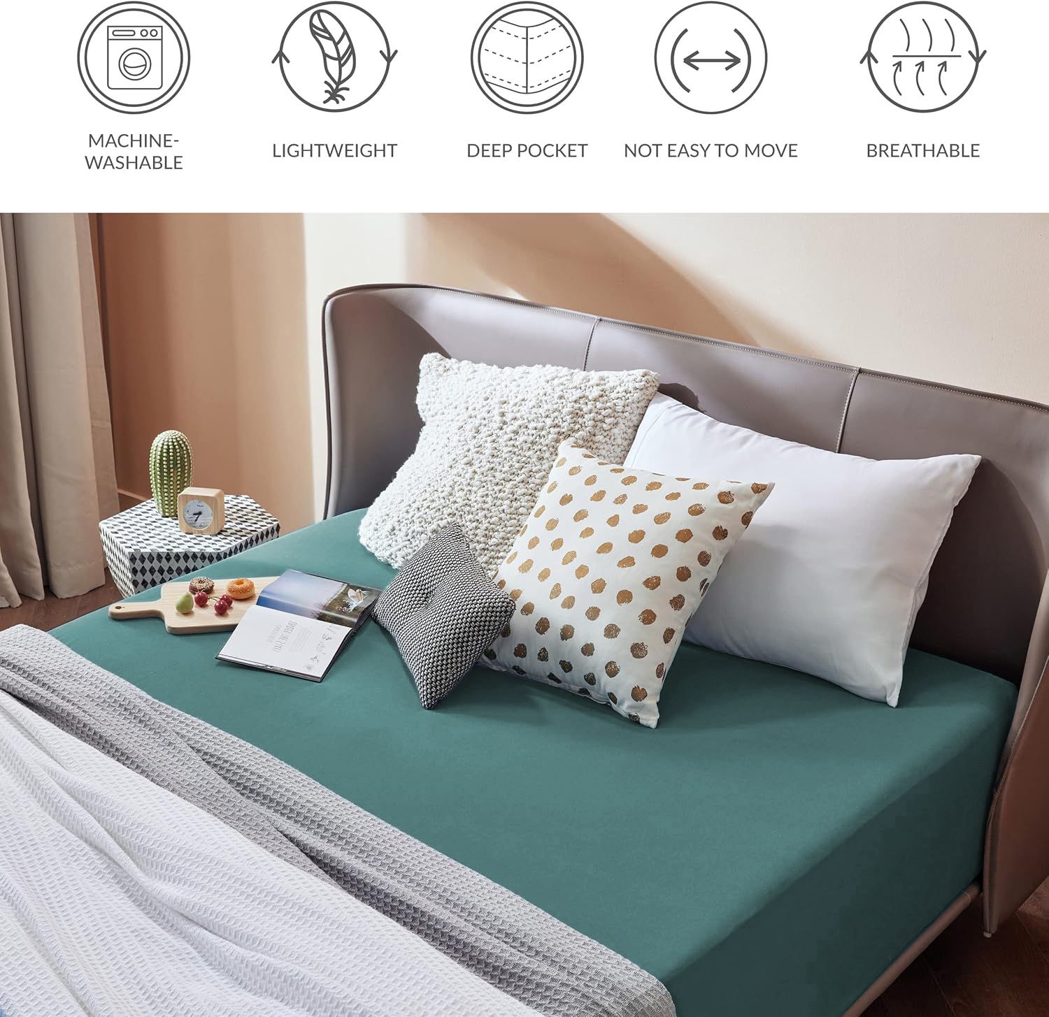 2000TC Hotel Quality Fitted Sheets - 2 Piece Fitted Sheets -Breathable Bedding - Wrinkle, Fade, Stain Resistant- 16inch/40cm Deep Pocket Fitted Bed — image 6