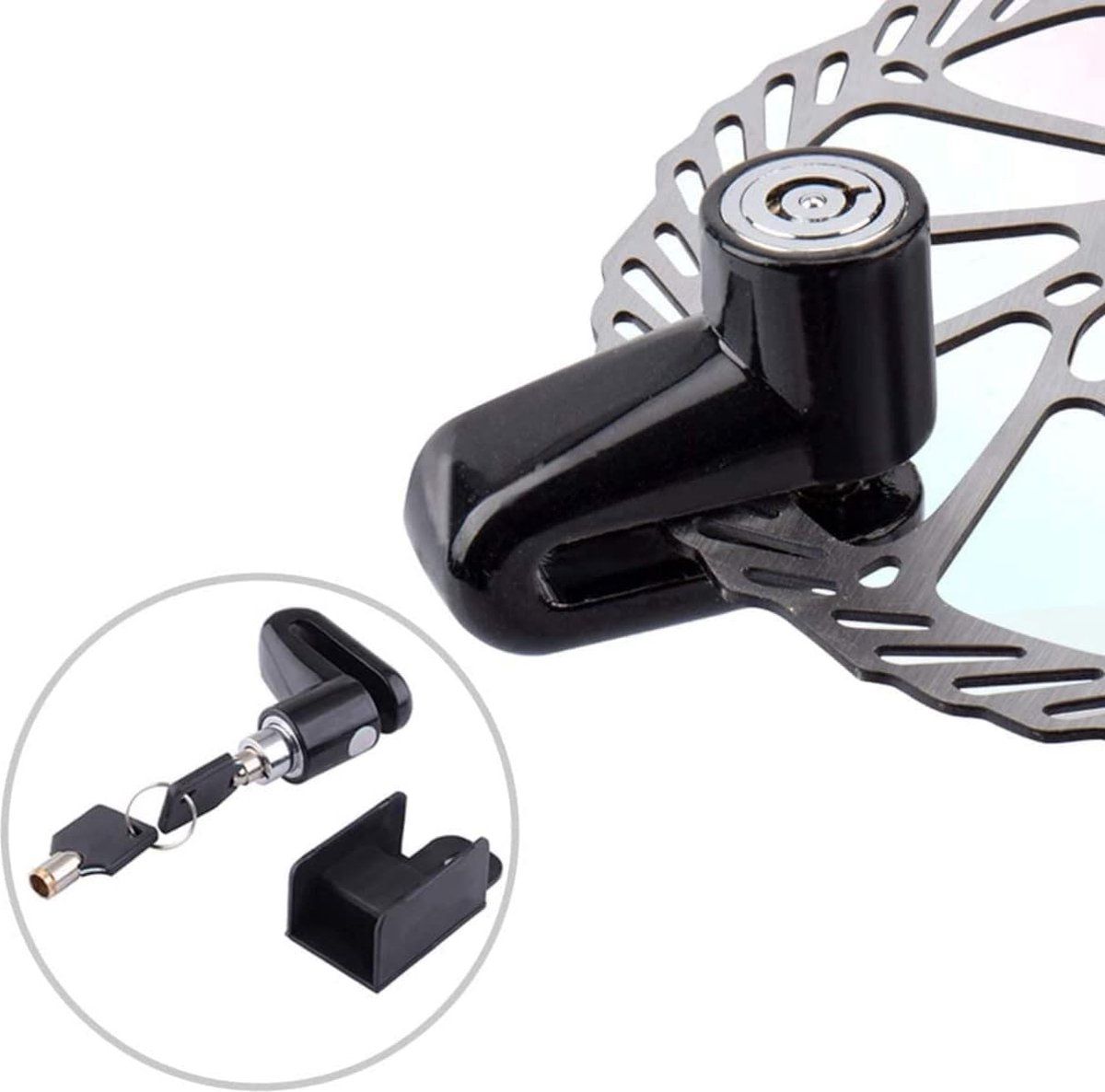 Disc Brake Lock, Electric Scooter Lock, With holder and steel cable, with storage holder, Storage and Travel — image 3