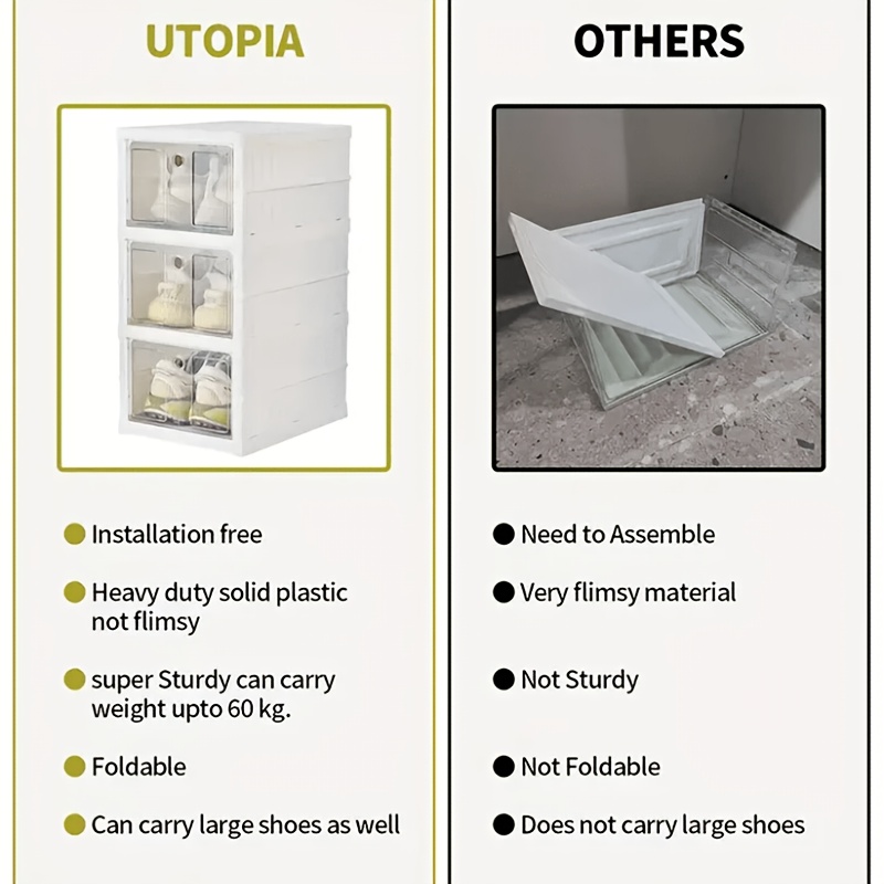6-Tier Stackable Shoe Storage Box Set, featuring easy-access front-opening waterproof transparent plastic storage bins with no assembly required - perfect for — image 5