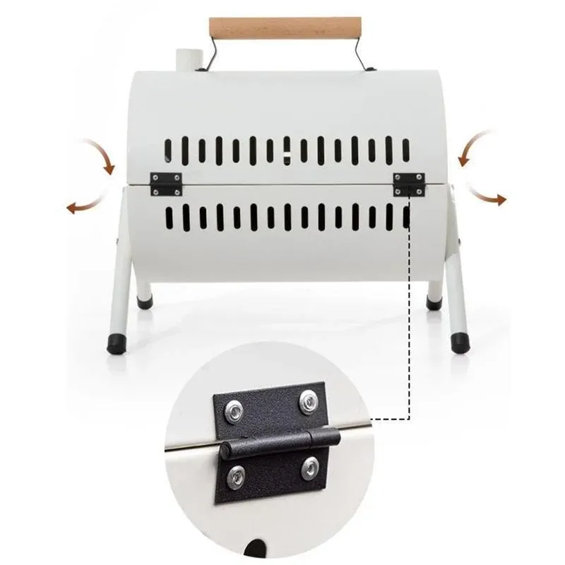 Grillz Charcoal BBQ Portable Grill Camping Barbecue Outdoor Cooking Smoker - White — image 6