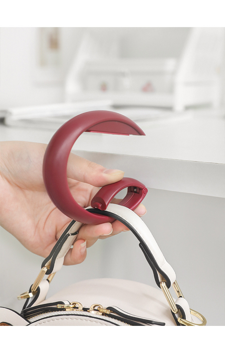 2 PCS Portable Purse Bag Hook Hanger Table Edge Holder Burgundy Foldable Non-Slip Clip for School Desk Office & Cafe โ image 6