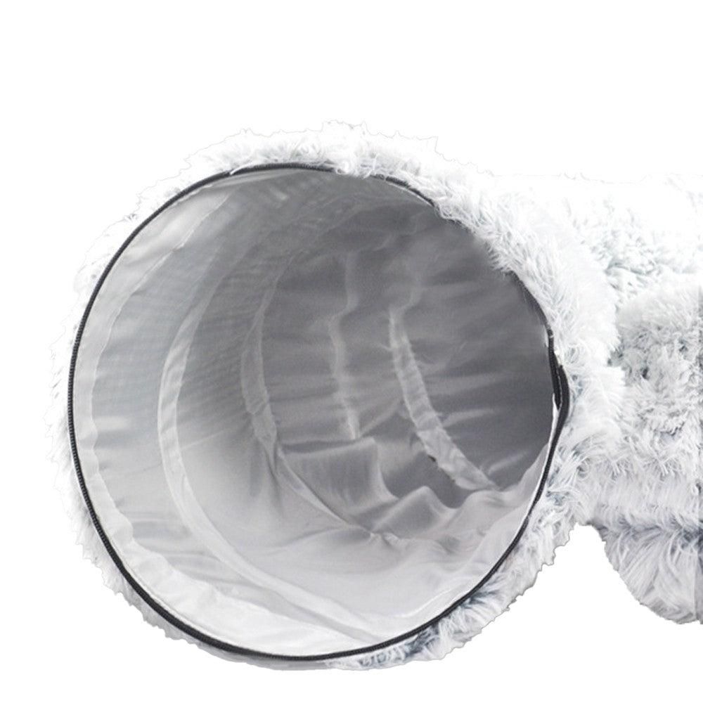Plush Cat Tunnel with Cat Bed Pet Cat Tunnel Toys Gray — image 4