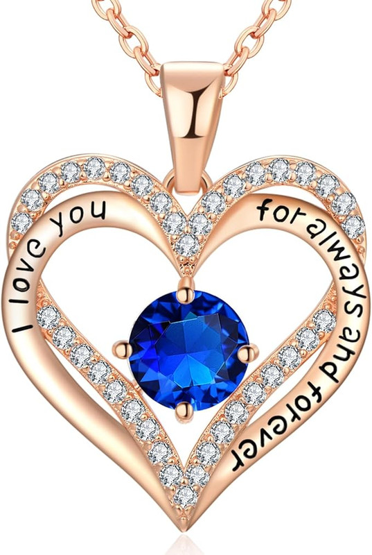 18K Rose Gold Necklaces for Women, 927 Sterling Silver Gifts for Mothers Day, Jewelry for Wife Mom Her Girlfriend, Birthstone Diamond Necklace for Birthday