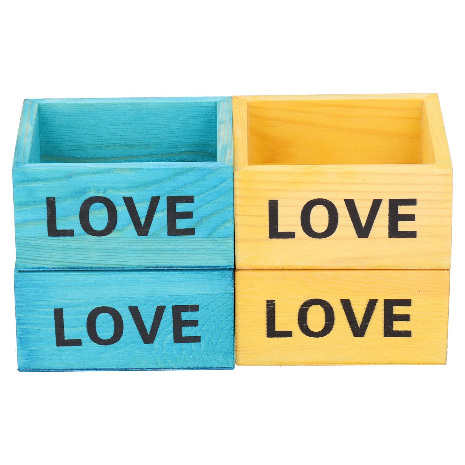 4Pcs Plant Pot Vintage Wooden Succulent Planter Box Flowerpot for Indoor Desktop Decoration — image 6