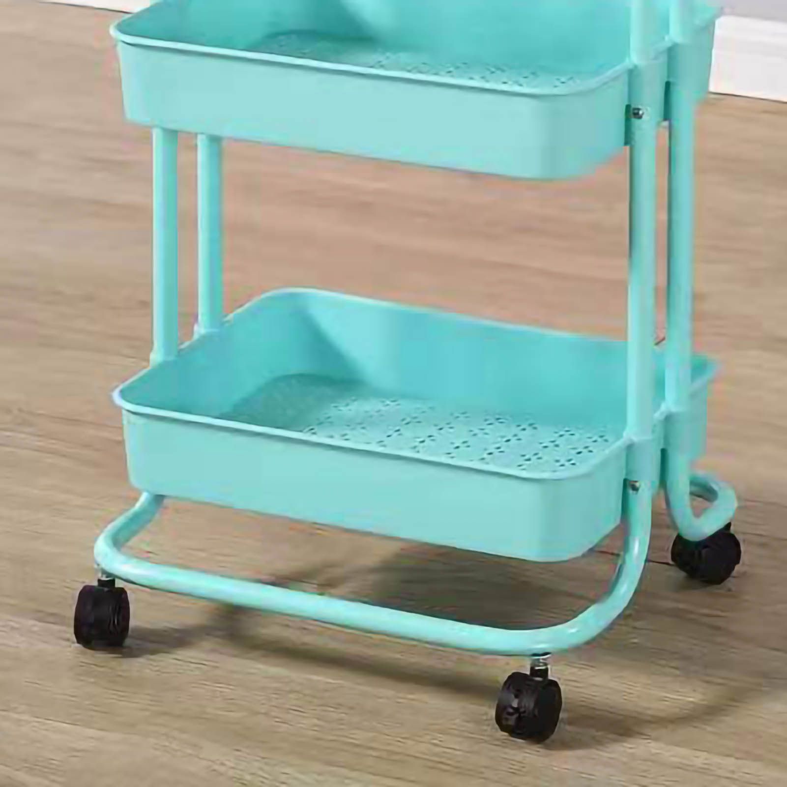 Heavy Duty 3 Tier Utility Rolling Cart Stylish Multifunctional Storage Organizer for Kitchen Bathroom Living Room Blue — image 4