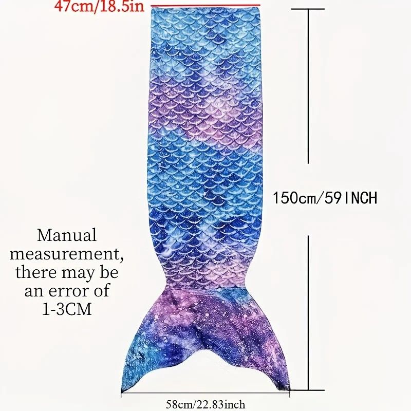 Mermaid Tail Blanket, Star Gradient Flannel Fleece, Soft and Warm, Essential for Lounging and Photo Taking at Home.(Light-blue purple) โ image 3