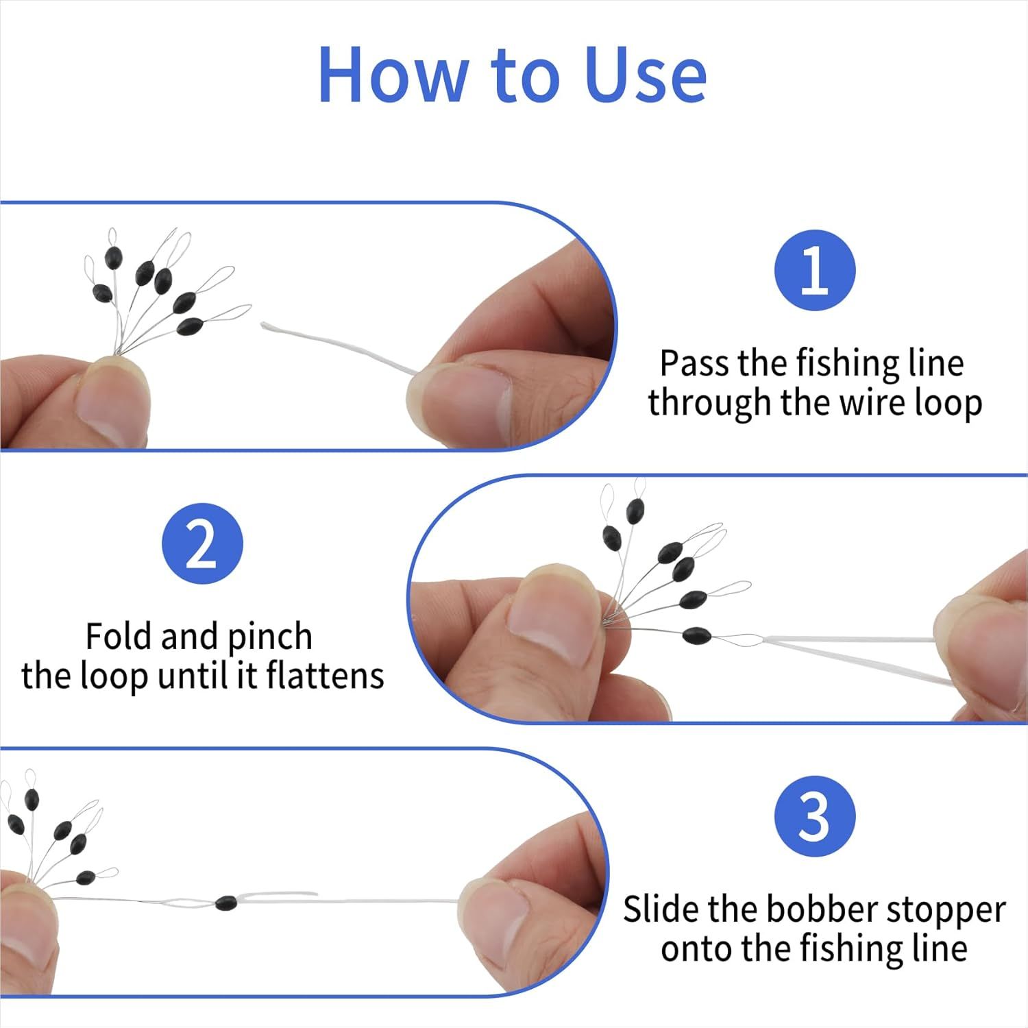 240 Pieces Middle-Sized Fishing Rubber Bobber Beads Stoppers 6 in 1 Black Float Sinker Stops(M) โ image 5