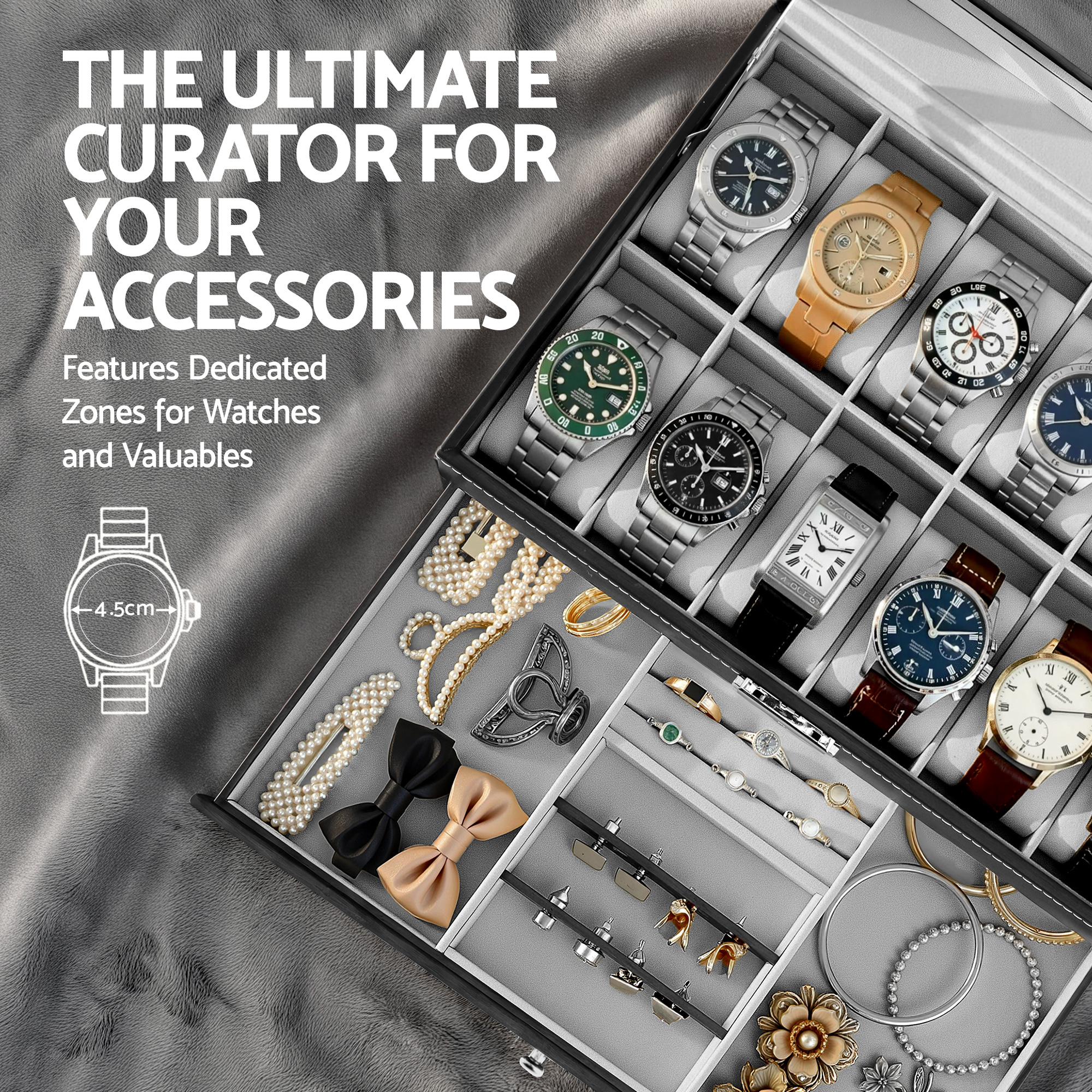 Embellir 12 Grids Watch Box Organizer Case Jewelry Display Storage Showcase — image 6