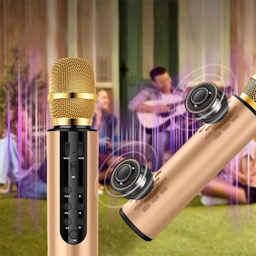 Multifunctional Wireless Bluetooth Karaoke Microphone Gold — image 3