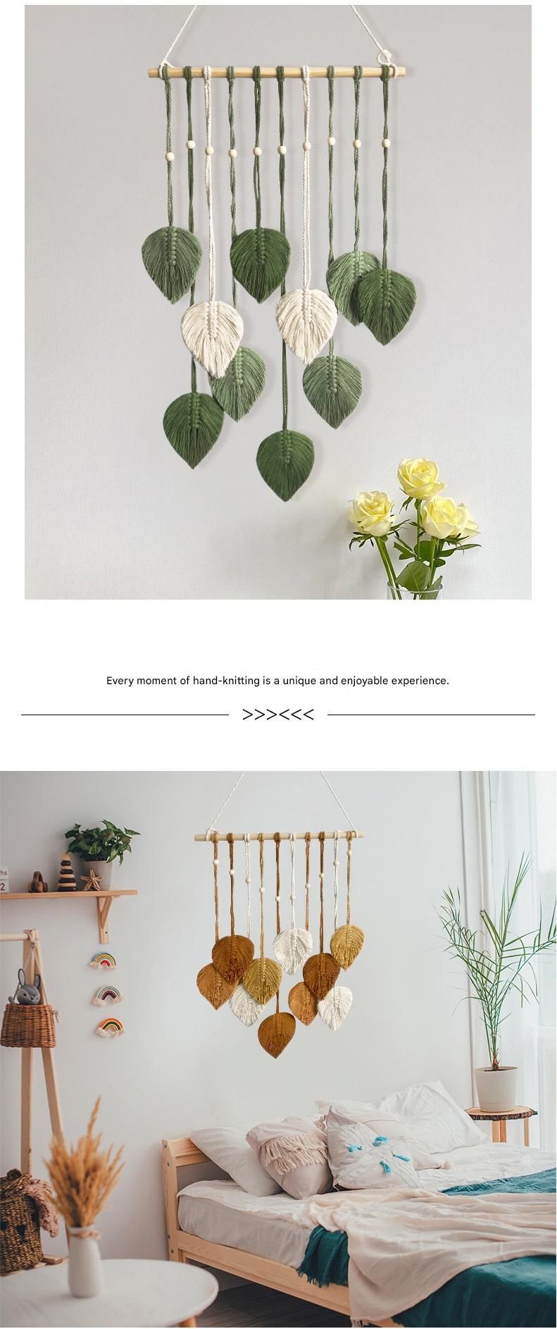 Pink 40*100cm Handmade Macrame Leaf Wall Hanging - Cotton Boho Tapestry, Machine Washable- Nordic Style Decor for Bedroom, Living Room, Nursery โ image 6