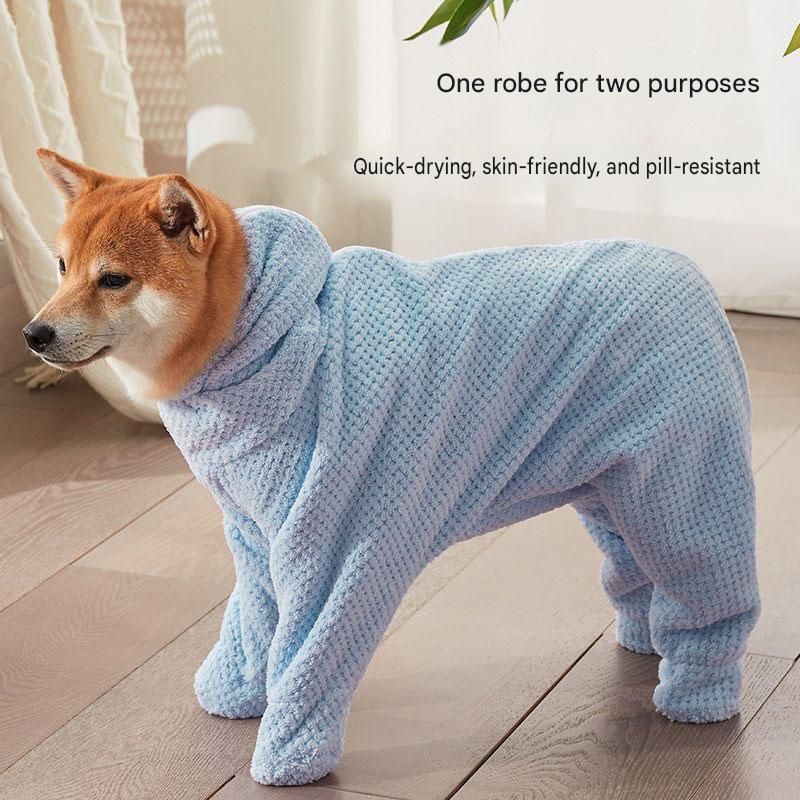 Pet Wearable Bathrobe Towel (Size S) - Quick-drying, absorbent full-body cover with hood and zipper, suitable for dog and cat grooming — image 5