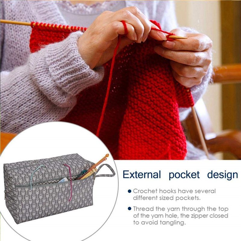 Large capacity yarn storage bag, handbag, portable crochet hook storage bag, wool ball crochet needles, unfinished knitting tools — image 2