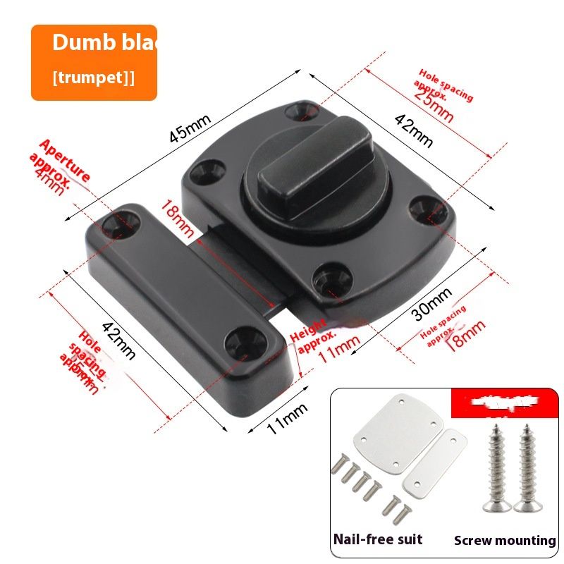 2 Packs Rotate Bolt Latch Gate Latches Safety Door Lock, Pet Door Lock, Cabinet Furniture, Windows, Bathroom,(Black_2 Pack) — image 4