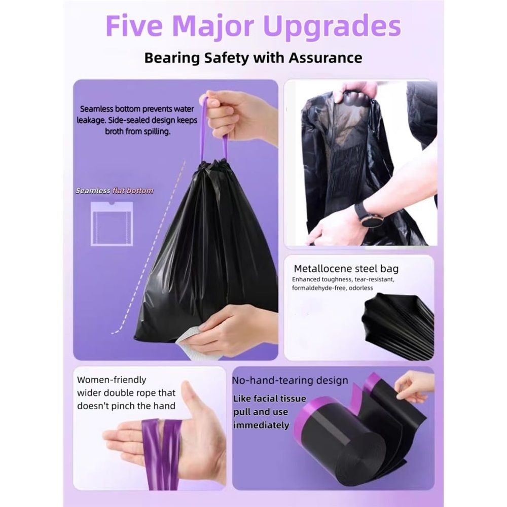 multipurpose trash bags, Drawstring Design, Extra Durable and Unscented Garbage Bags, Count for Home, Bathroom, Office, Outdoor Camping,150Count — image 3