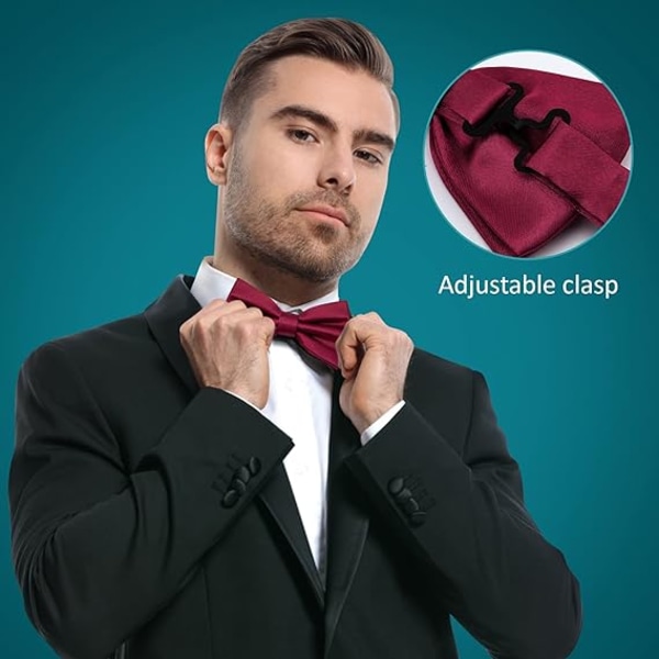 Pre-tied Bow Tie for Men, Tux Bow Tie Adjustable Formal Neck Bow Tie Satin Bow Tie for Party Wedding (Red) โ image 5