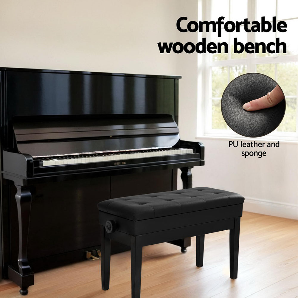 Alpha Piano Bench Stool Adjustable Height Keyboard Seat โ image 4