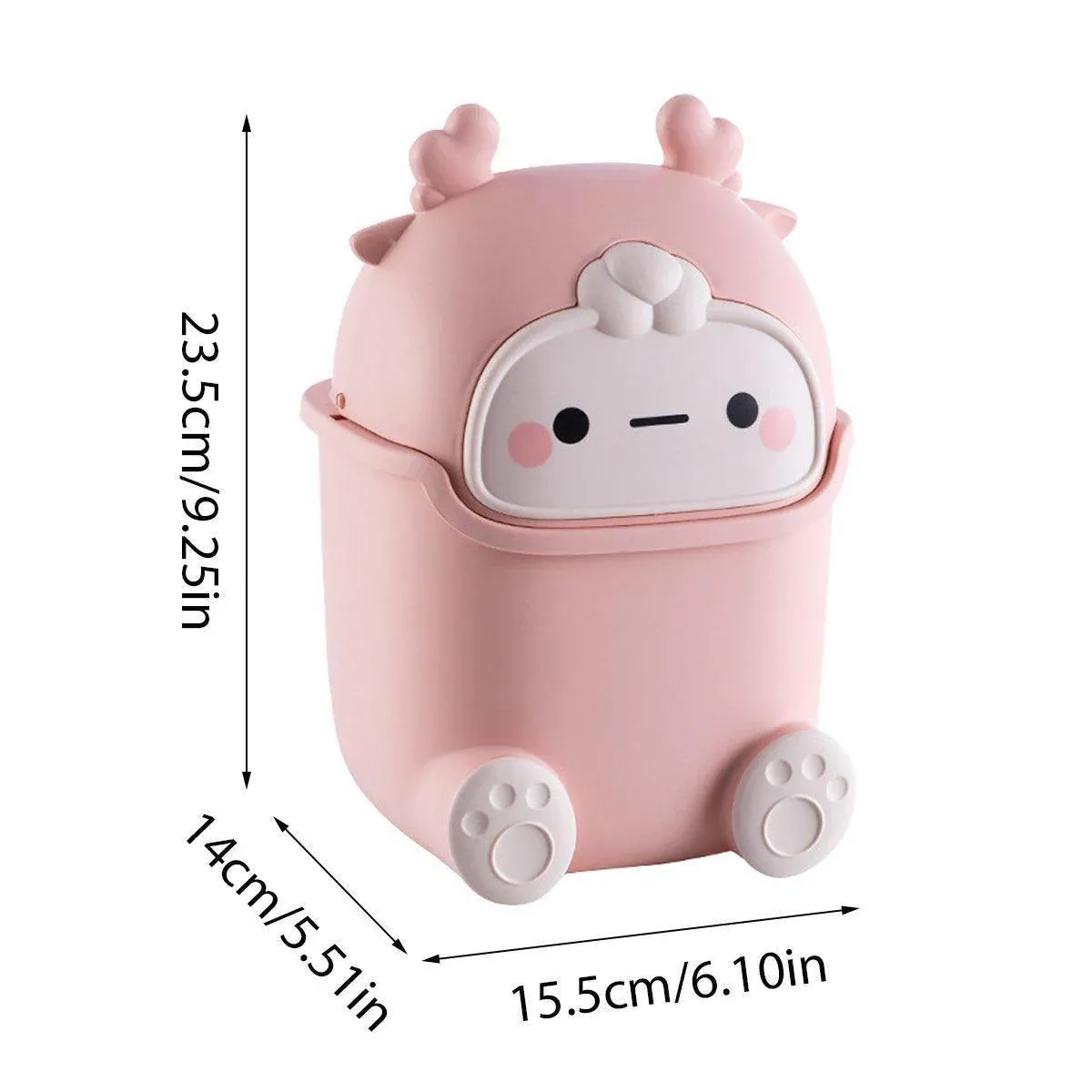 Mini Monster Trash Can Desktop Flip Top Garbage Bin Small Plastic Waste Basket - Light Blue โ image 4