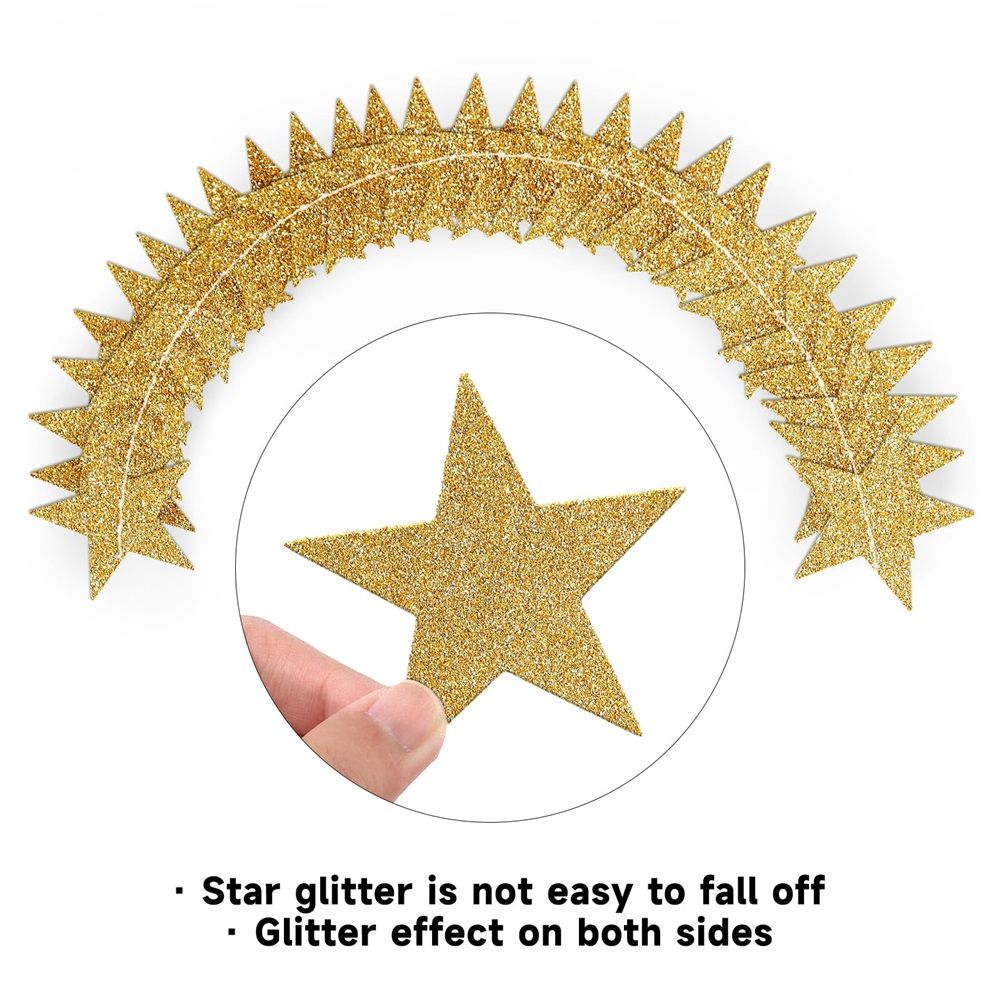 10 pack Glitter Gold Star Garland Decorations Hanging Garands Banner Backdrop, Star Party Decoration for Birthday Baby Shower Wedding Kids Room Graduation — image 4
