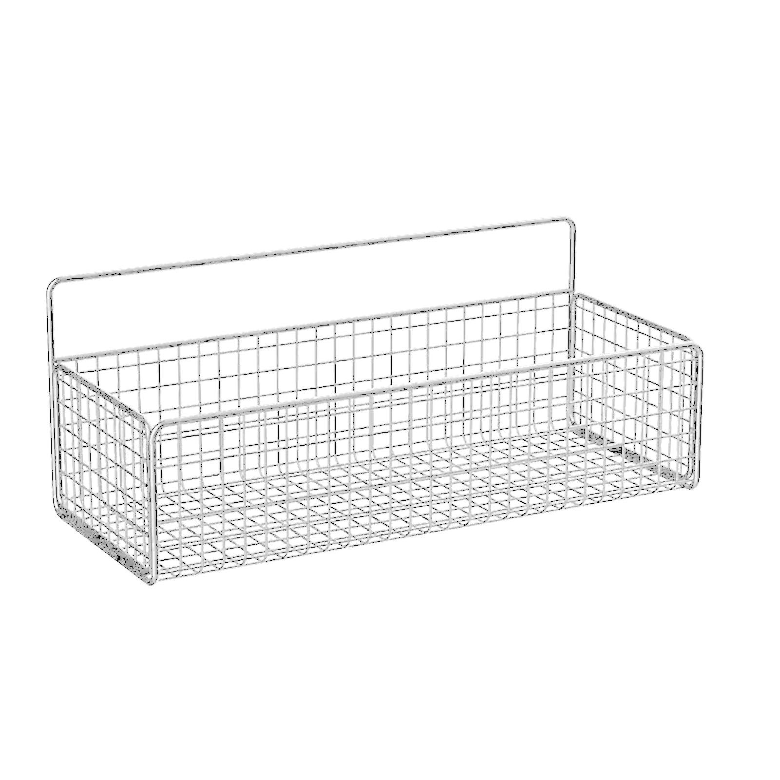 Kitchen Hanging Storage Rack Wall Mounted Storage Basket Punch Free Hanging Wall Organizer Baskets for Dormitory Bedroom White โ image 2