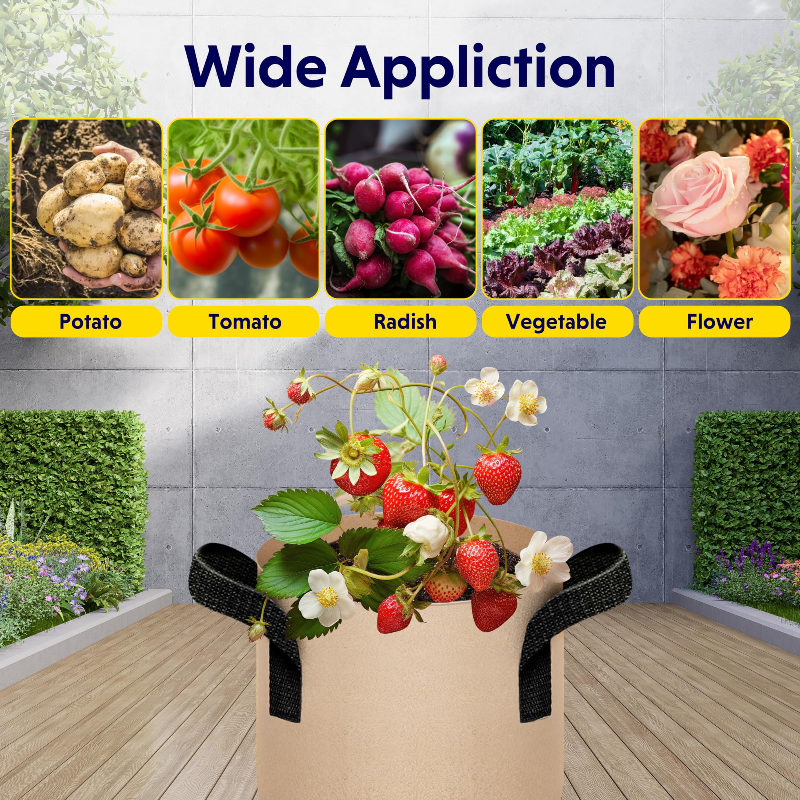 10-Pack 2-Gallon Fabric Grow Bags – Heavy-Duty Breathable Non-Woven Plant Pots with Handles for Vegetables, Herbs, Flowers (Camel) — image 6