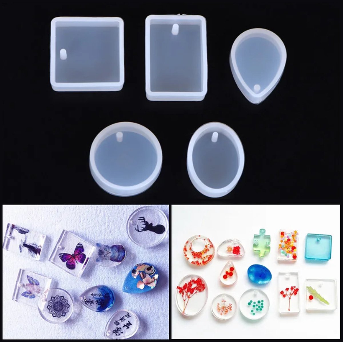 Epoxy molds for pendants - Silicone jewelry mold - Set of 5 — image 4